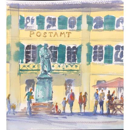 Peinture Beethoven-Statue par Jones Henry | Tableau Figuratif Aquarelle Paysages, Urbain