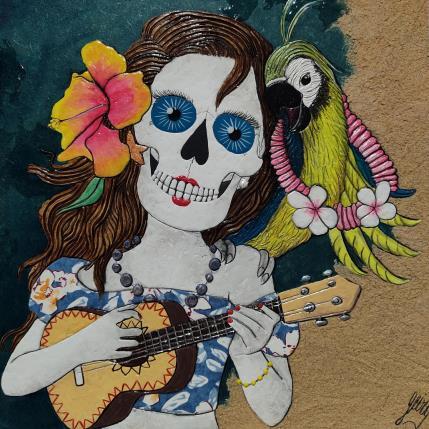 Painting PACIFIQUE POLYNESIENNE by Geiry | Painting Subject matter Wood Portrait