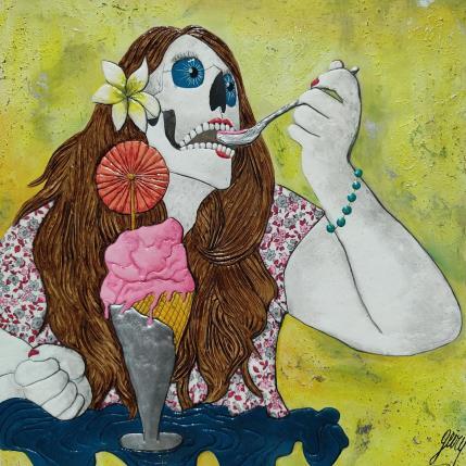 Painting GOURMANDISE by Geiry | Painting Figurative Wood Portrait