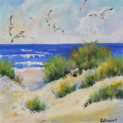 Peinture Dunes et mouettes 7 par Lallemand Yves | Tableau Figuratif Acrylique Marine, Paysages
