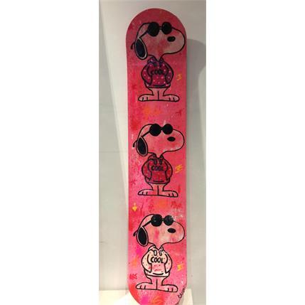 Sculpture Snoopy cool by 3 (Rose) par Kikayou | Sculpture Pop-art Graffiti