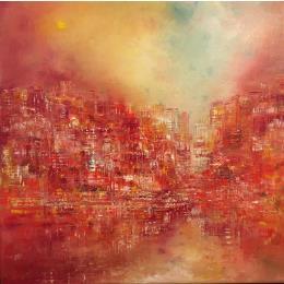 Peinture Charbons Ardents par Levesque Emmanuelle | Tableau Figuratif Huile Urbain