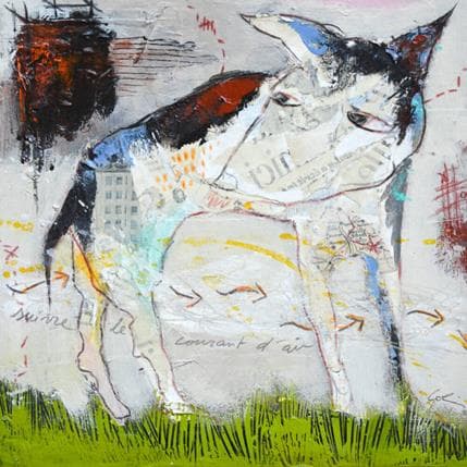 Peinture Suivre le courant d'air par Colin Sylvie | Tableau Art Singulier Acrylique Animaux