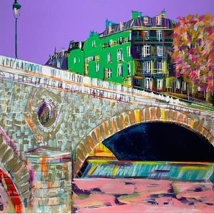 Peinture Sous les fleurs du marronnier par Anicet Olivier | Tableau Figuratif Acrylique Urbain