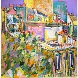 Painting Charme saisonnier by Anicet Olivier | Painting Figurative Acrylic Urban