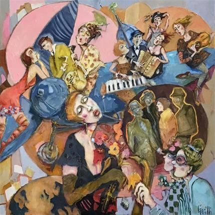 Peinture Happy flying jazz par Garilli Nicole | Tableau Figuratif Scènes de vie
