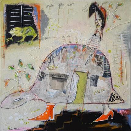 Peinture Open your door par Colin Sylvie | Tableau Art Singulier Acrylique animaux