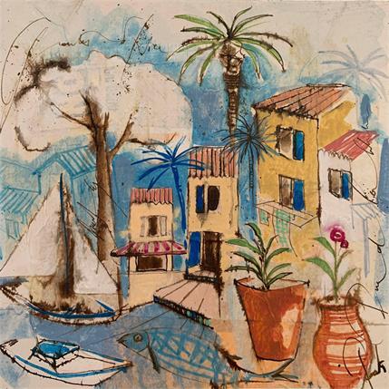 Painting Poisson en grill by Colombo Cécile | Painting Figurative Acrylic, Pastel Landscapes