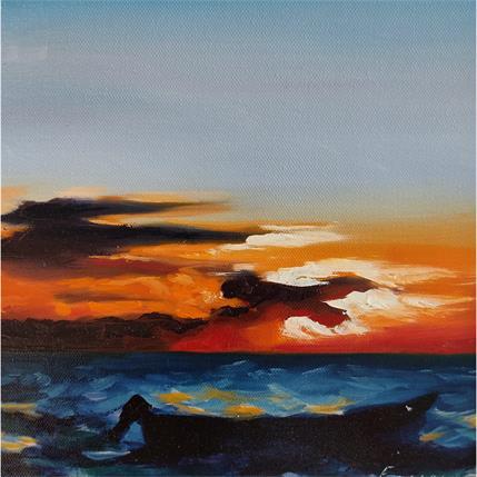 Peinture Dernier rayon de soleil par Eugène Romain | Tableau Figuratif Huile Paysages