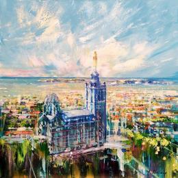 Peinture Marseille c'est beau par Frédéric Thiery | Tableau Figuratif Acrylique Paysages, Urbain