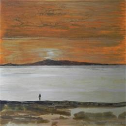 Painting L'étang au crépuscule by Mahieu Bertrand | Painting Raw art Metal Marine