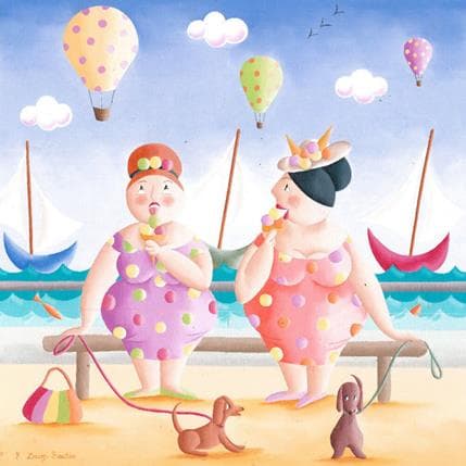 Peinture Parfums d'été par Davy Bouttier Elisabeth | Tableau Art naïf Huile Scènes de vie