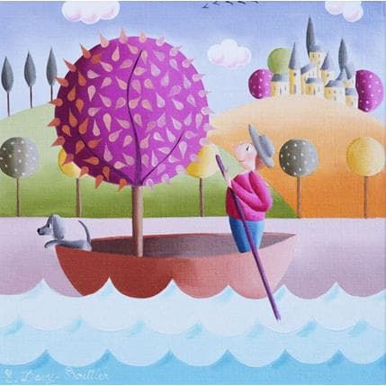 Peinture Ballades dans les marais par Davy Bouttier Elisabeth | Tableau Art naïf Huile Scènes de vie