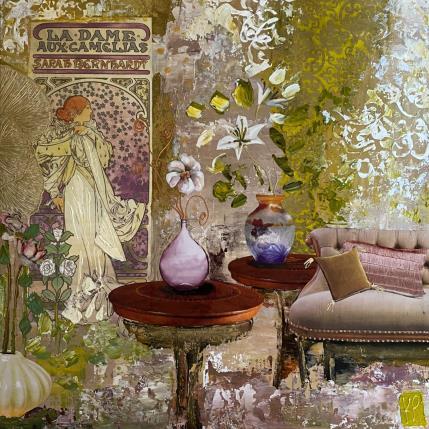 Peinture Camélias par Romanelli Karine | Tableau Figuratif Collage Scènes de vie