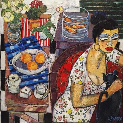 Peinture La tarde par Garcia Gallardo Mercedes | Tableau Art Singulier Huile scènes de vie