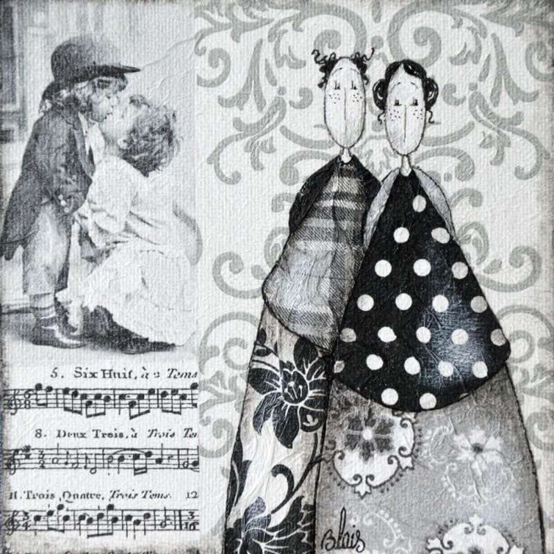 Peinture Agathe et Marius par Blais Delphine | Tableau Illustration Technique mixte scènes de vie