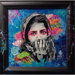 Pintura La fille au voile por Sufyr x Dashone | Pintura Street art Portrait