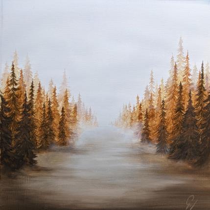 Peinture Chemin d'automne par Pressac Clémence | Tableau Figuratif Huile Paysages