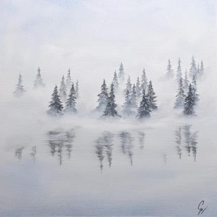 Peinture Lac d'hiver par Pressac Clémence | Tableau Figuratif Huile Paysages