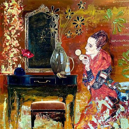 Painting 18H00 by Romanelli Karine | Painting Figurative Gluing Life style, Portrait