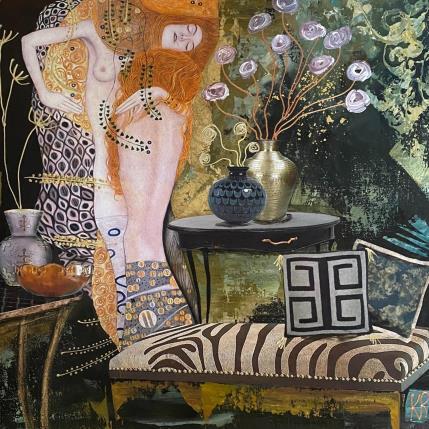 Peinture Livia et Alice par Romanelli Karine | Tableau Figuratif Collage Portraits, Scènes de vie