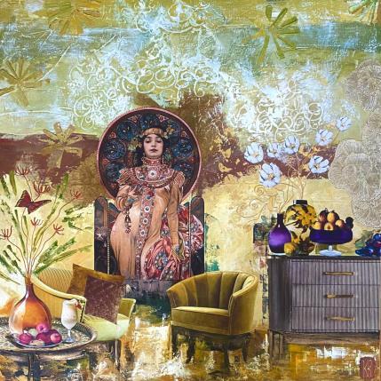 Peinture Dans l'attente par Romanelli Karine | Tableau Figuratif Collage Scènes de vie