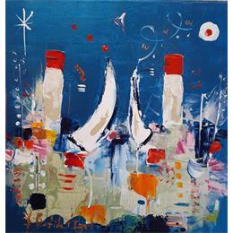 Painting Arrivée en  méditerranée by Bastide d´Izard Armelle | Painting Raw art Acrylic