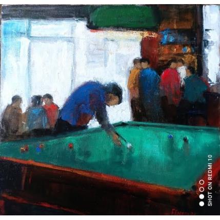 Peinture le billard par Fernando | Tableau Figuratif Huile Scènes de vie