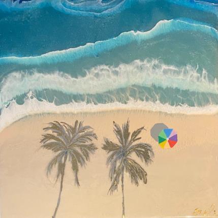Peinture Lanikai Beach par Aurélie Lafourcade painter | Tableau Figuratif Acrylique, Résine Marine, Minimaliste, Paysages