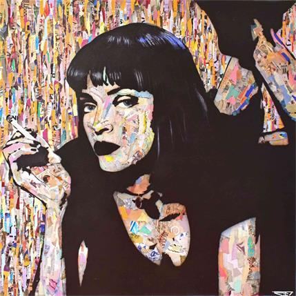 Peinture Mia Wallace par G.C.Popartist | Tableau Pop-art Acrylique, Collage, Graffiti Icones Pop, Portraits