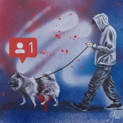 Peinture One follower par S4m | Tableau Street Art Acrylique, Carton, Collage, Pastel Scènes de vie