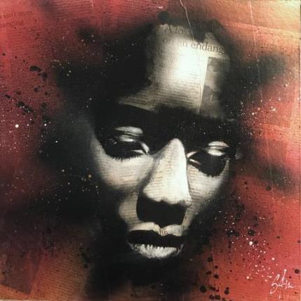 Peinture Lady K par S4m | Tableau Street Art Acrylique, Collage, Pastel Icones Pop, Portraits