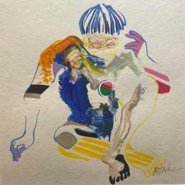 Pintura L'artiste por Cressanne | Pintura Figurative Acrylic Nude