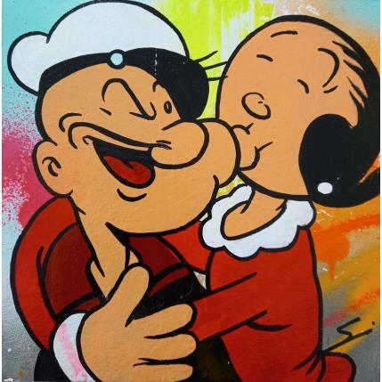 Peinture Olive kiss Popeye par Mestres Sergi | Tableau Pop-art Carton, Graffiti Icones Pop