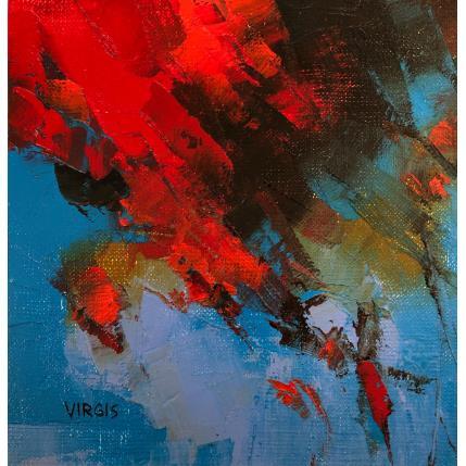 Peinture Composition with red and blue par Virgis | Tableau Abstrait Huile