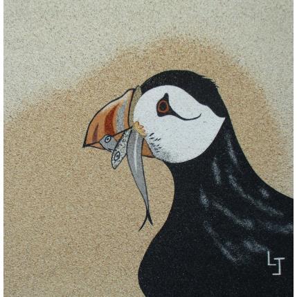 Peinture Le macareu gourmand par Jovys Laurence  | Tableau Matiérisme Sable Animaux