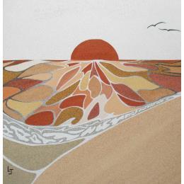Painting Coucher de soleil fantastique by Jovys Laurence  | Painting Subject matter Sand Landscapes, Marine