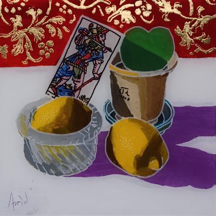 Peinture Les citrons joueurs par Auriol Philippe | Tableau Figuratif Acrylique, Plexiglas, Posca Natures mortes