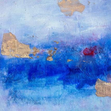 Peinture Point rouge sur bleu profond par Droit Ode | Tableau Abstrait Paysages