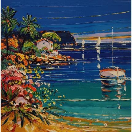 Painting Calanque 2 by Corbière Liisa | Painting Figurative Oil Landscapes