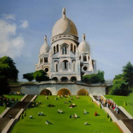 Peinture Une journée à la basilique par Eugène Romain | Tableau Figuratif Huile Paysages, Urbain