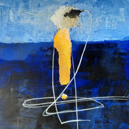 Peinture abstract blue B 19 par Wilms Hilde | Tableau Abstrait Carton, Collage Minimaliste