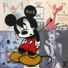 Pintura Mickey Rock por Marie G.  | Pintura Pop-art Acrylic, Wood Pop icons