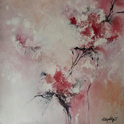 Peinture Rose Hiver par Dupetitpré Roselyne | Tableau Abstrait Acrylique Minimaliste