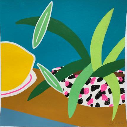 Peinture Lemons with a crazy plant par JuLIaN | Tableau Figuratif Acrylique Natures mortes