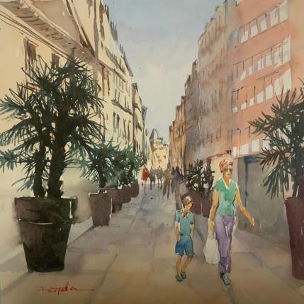 Peinture Je te suis maman par Seruch Capouillez Isabelle | Tableau Figuratif Aquarelle Urbain
