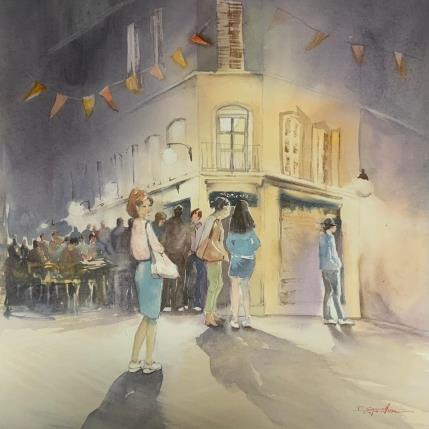 Peinture On attend qui ? par Seruch Capouillez Isabelle | Tableau Figuratif Aquarelle Urbain