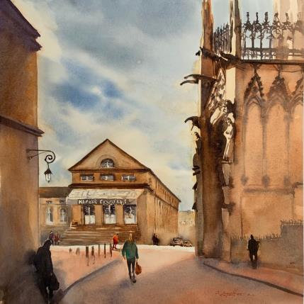 Peinture Entre deux nuages par Seruch Capouillez Isabelle | Tableau Figuratif Aquarelle Urbain