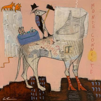 Peinture Liberation par Colin Sylvie | Tableau Art Singulier Acrylique, Collage, Pastel Animaux