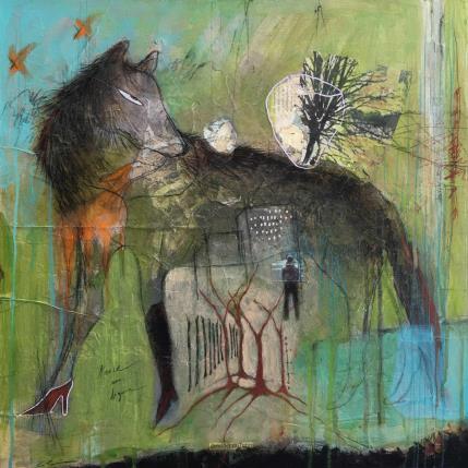 Peinture Dessiner un futur par Colin Sylvie | Tableau Art Singulier Acrylique, Collage, Pastel Animaux